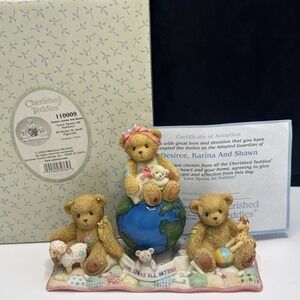 Cherished Teddies Desiree Karina & Shawn Love Spans All Nations‎ Figurine 110009
